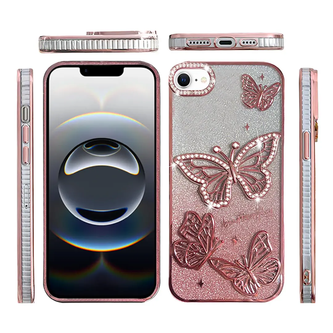 iPhone 16E Butterfly Freedom TPU Case Rose Gold